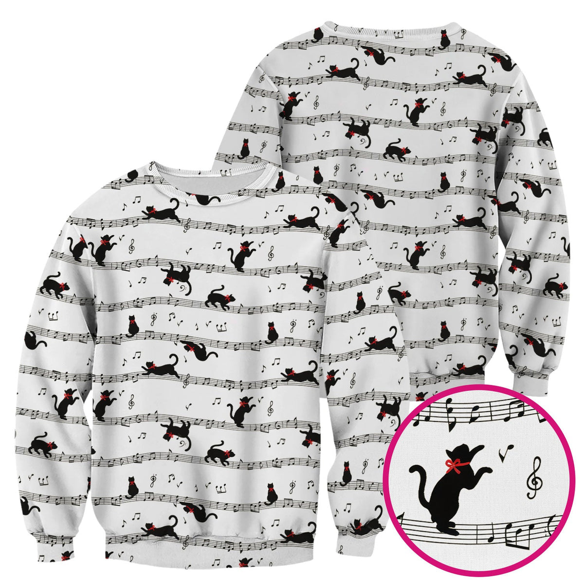 Dancing Black Cat Music Nurse Scrub Top