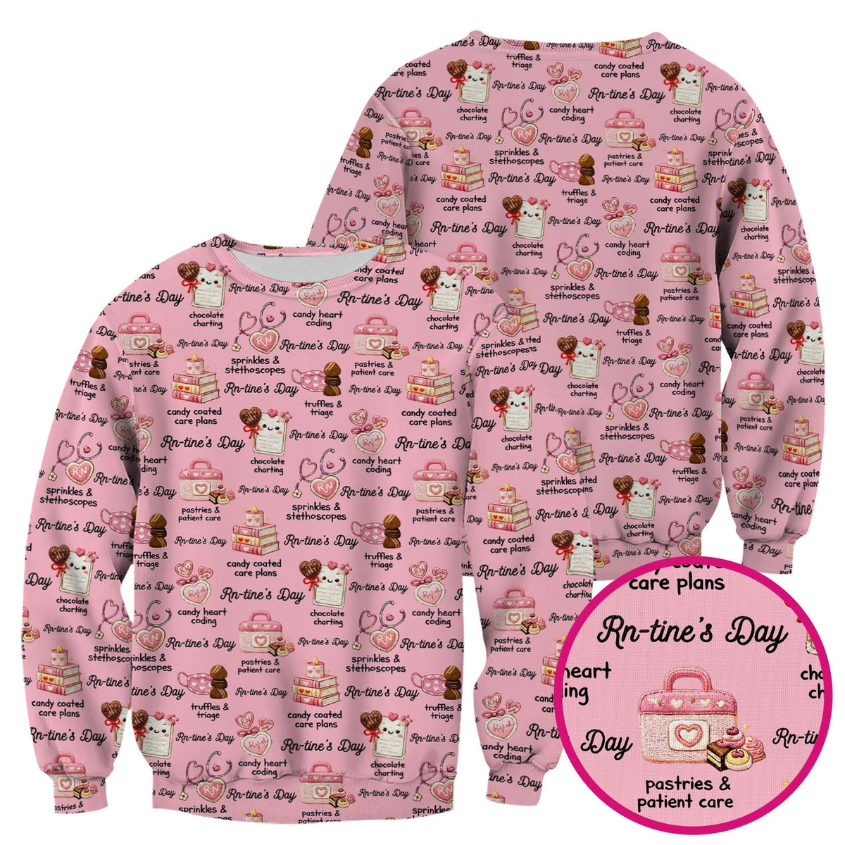 RN Sweets Valentine Stethoscope Nurse Scrub Top