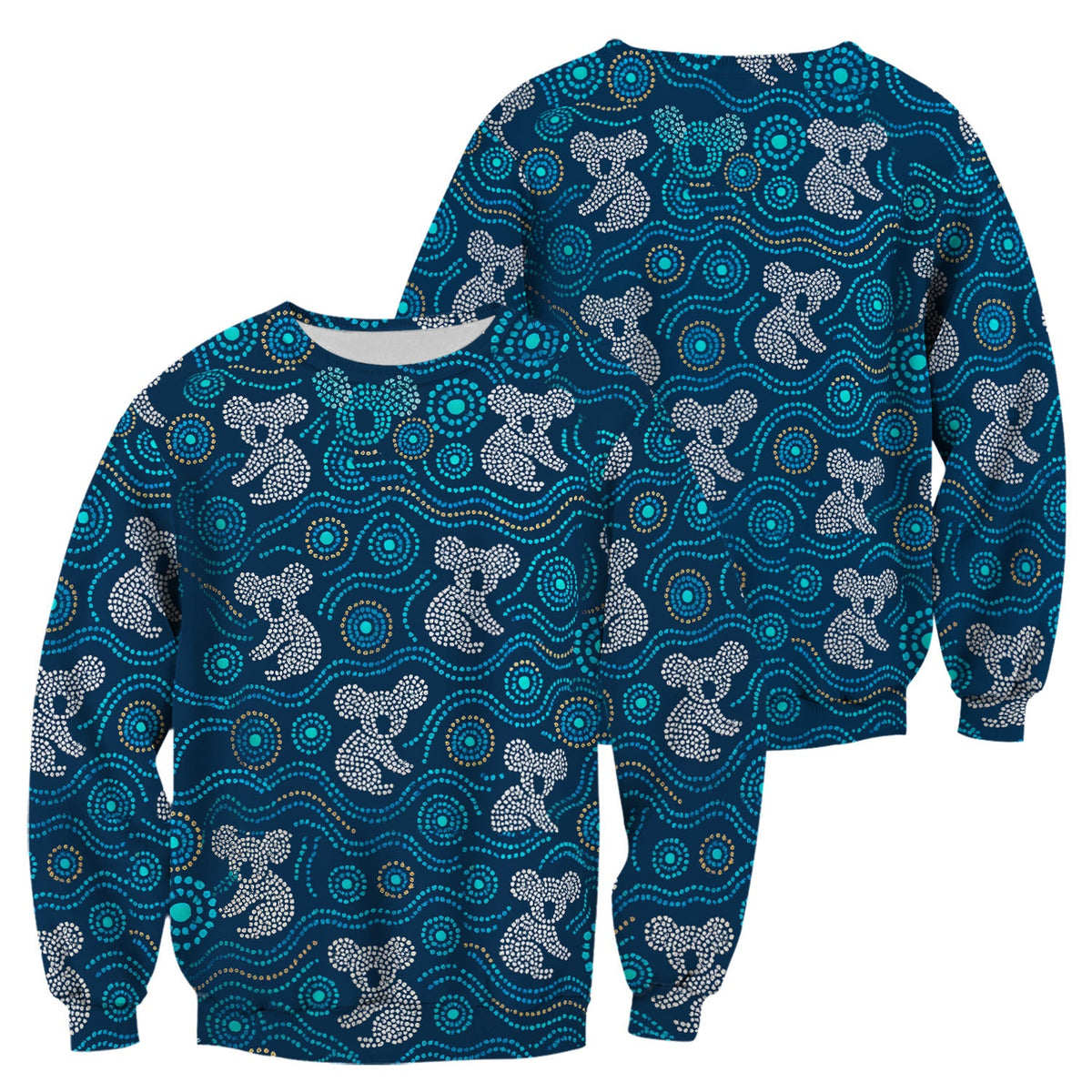 Australian Koala Aboriginal Dot Art Scrub Top, Aboriginal Pattern Shirt, Breathable Nursing Uniform
