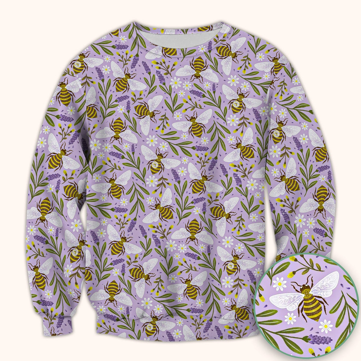 Lavender Bee Floral Nurse Scrub Top