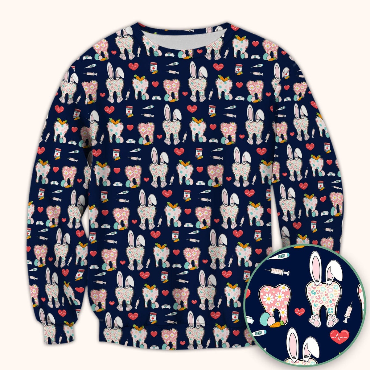 Easter Bunny Dentist Nurse Scrub Top
