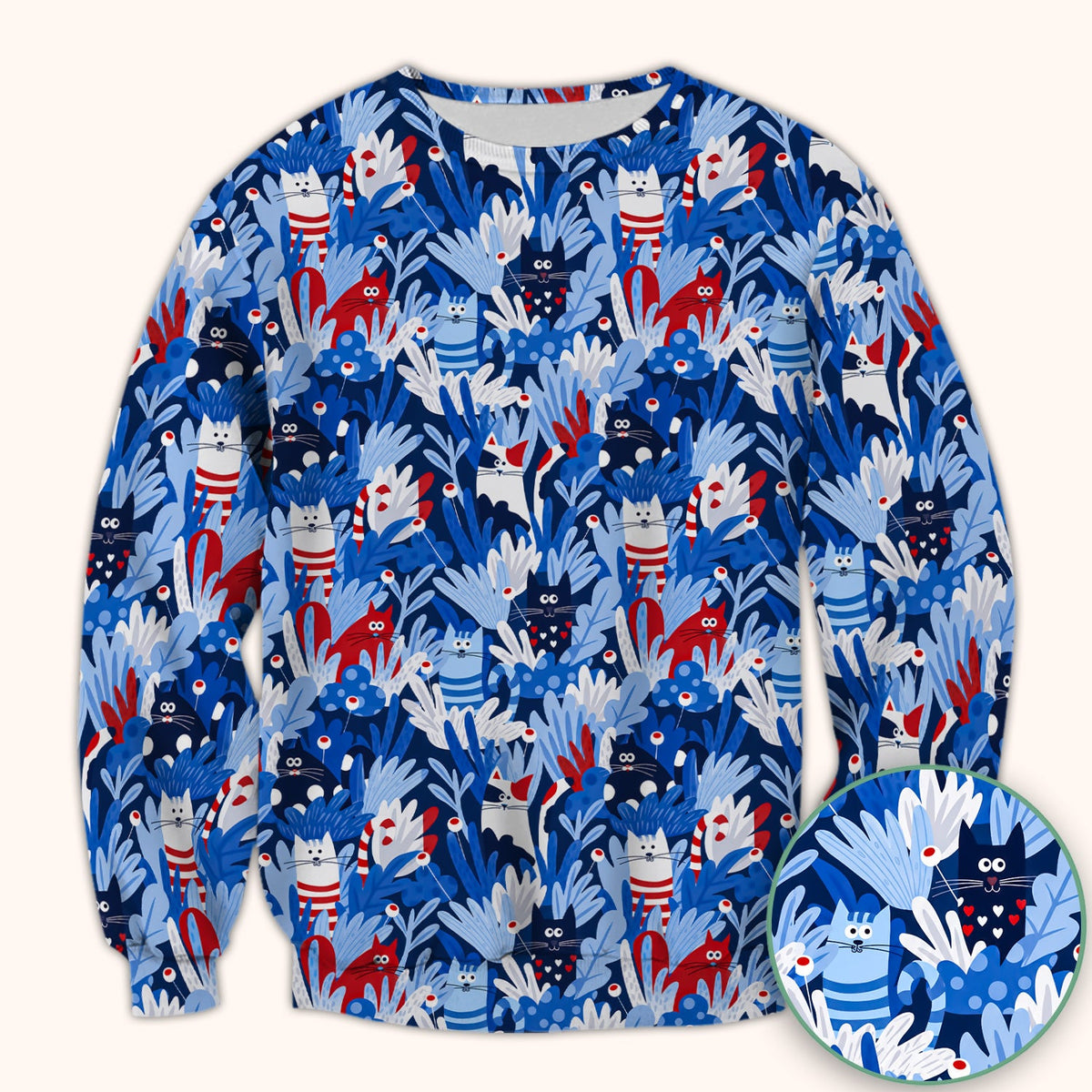 Cats Among Blue Foliage Nurse Scrub Top