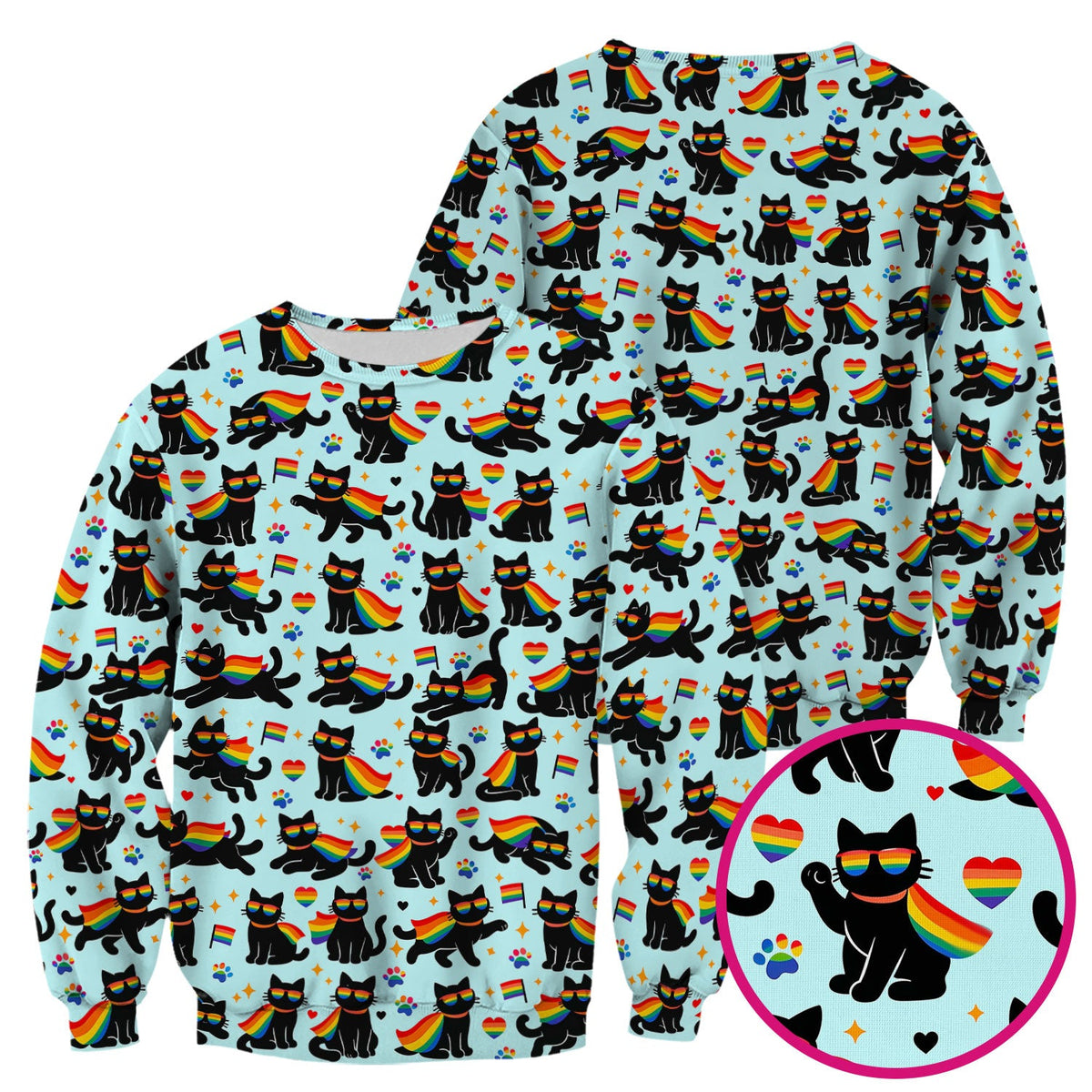 Rainbow Black Cat Pride Nurse Scrub Top