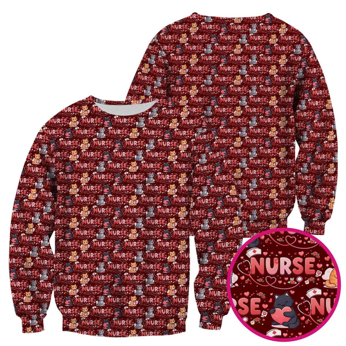 Cat Heart Nurse Scrub Top - Valentines Day Gift