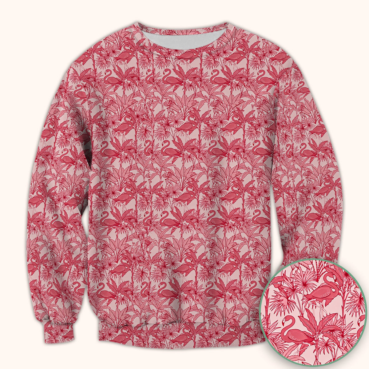 Tropical Flamingo Palm Leaves Nurse Scrub Top