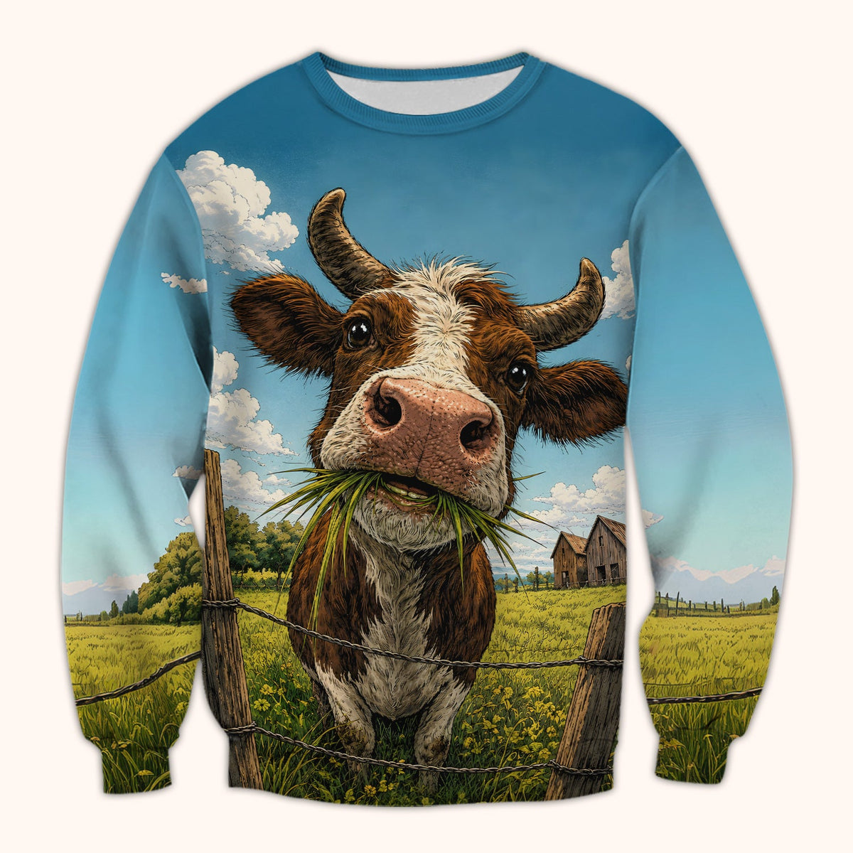 Curious Highland Cow Farm Scene Nurse Scrub Top