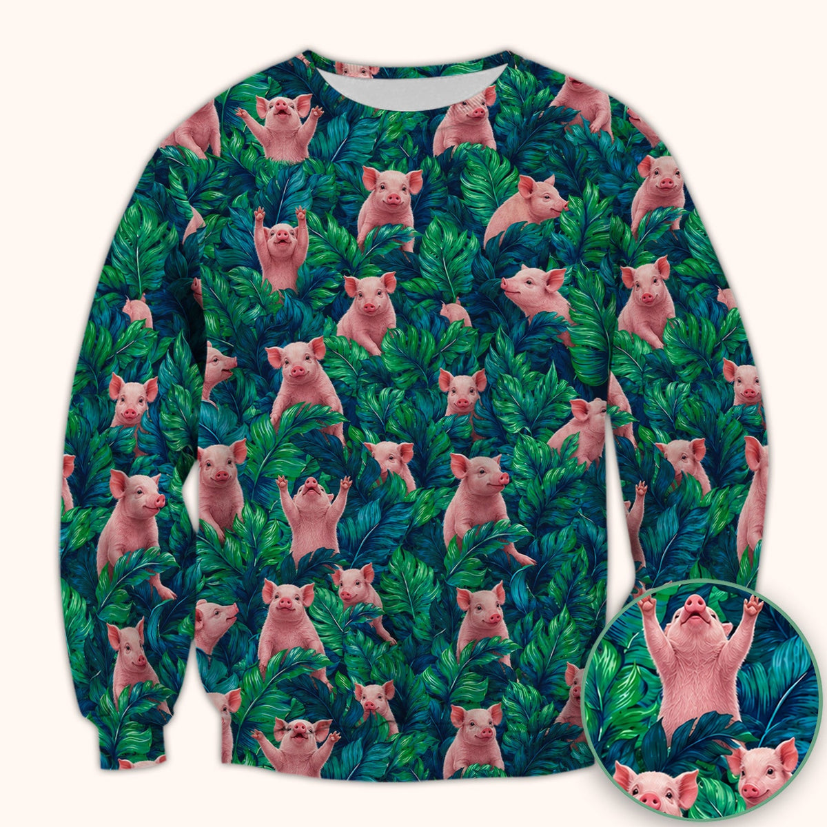 Piglet Jungle Leaves Nurse Scrub Top
