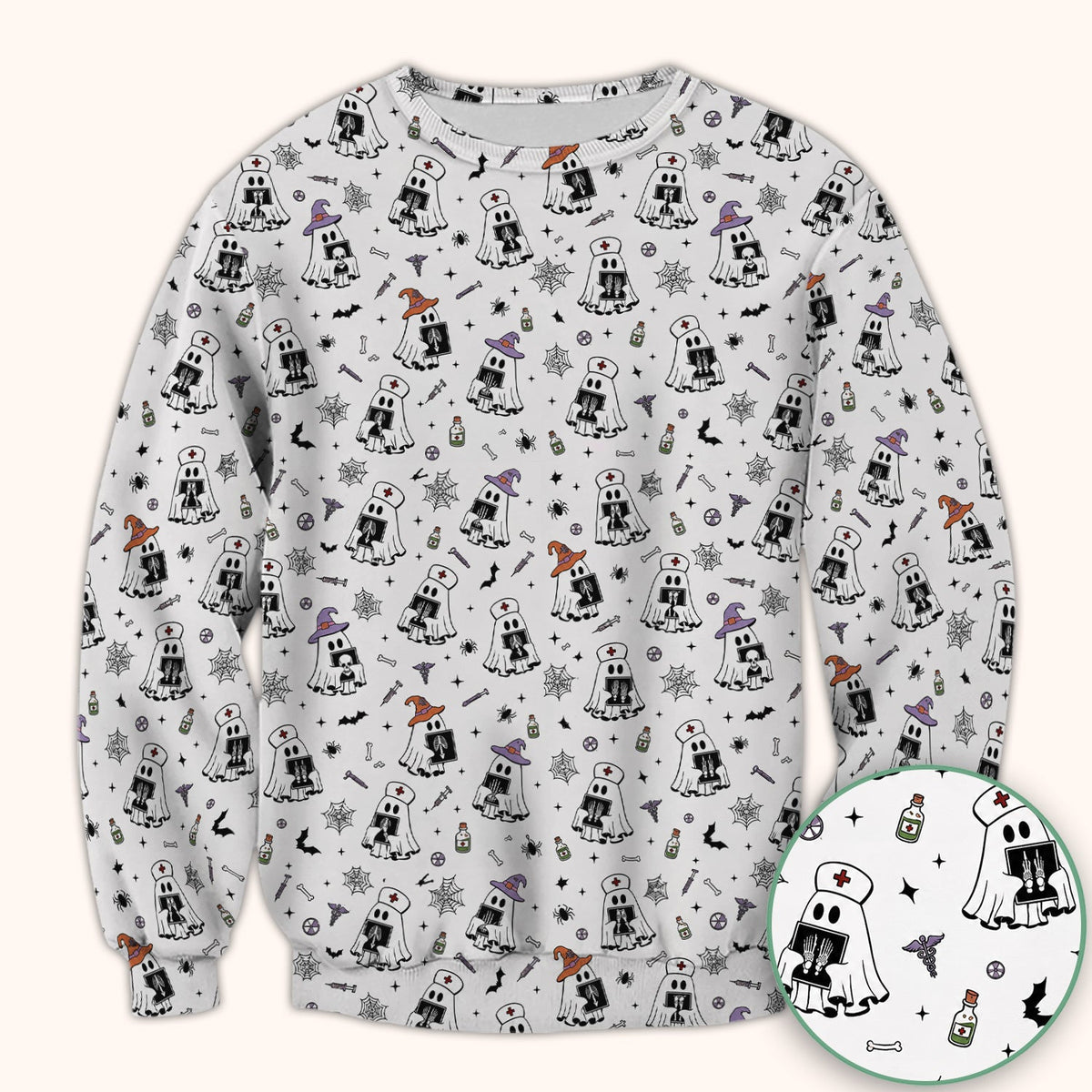 Ghost Nurses with X-Rays Scrub Top - Halloween Gift