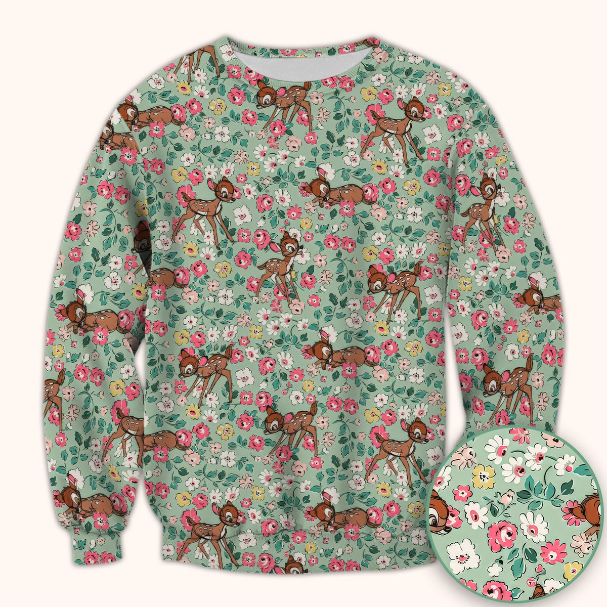 Cute Baby Deer Floral Nurse Scrub Top