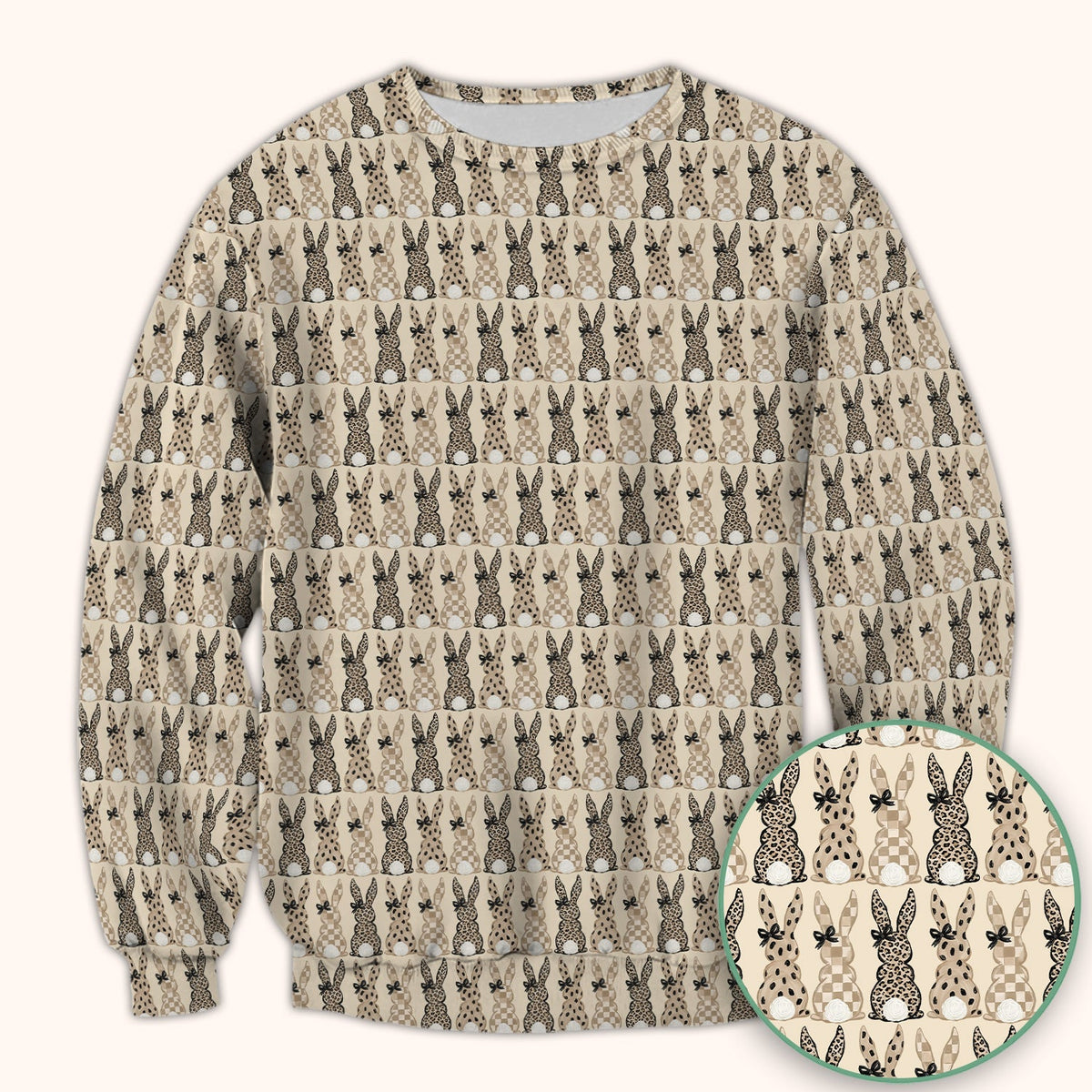 Vintage Bunny Beige Nurse Scrub Top