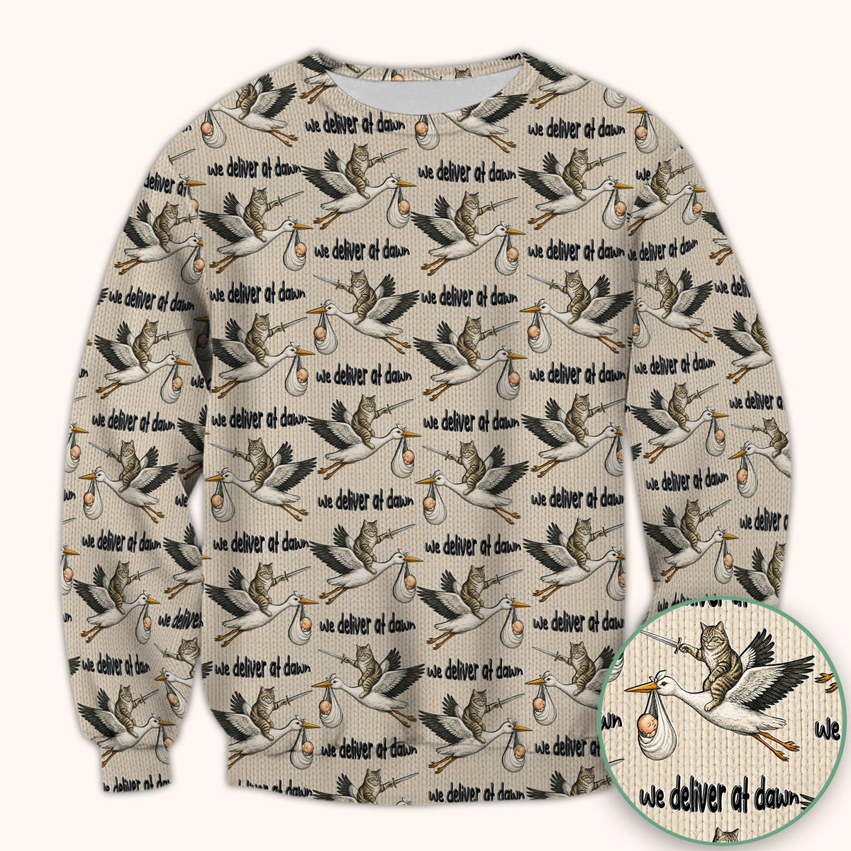 Stork Cat Delivery Nurse Scrub Top