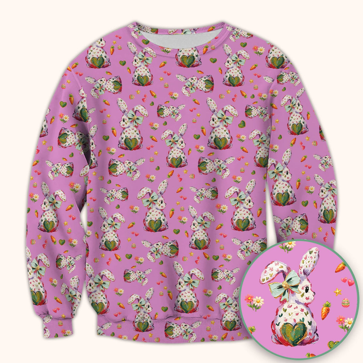 Pastel Bunny Easter Nurse Scrub Top