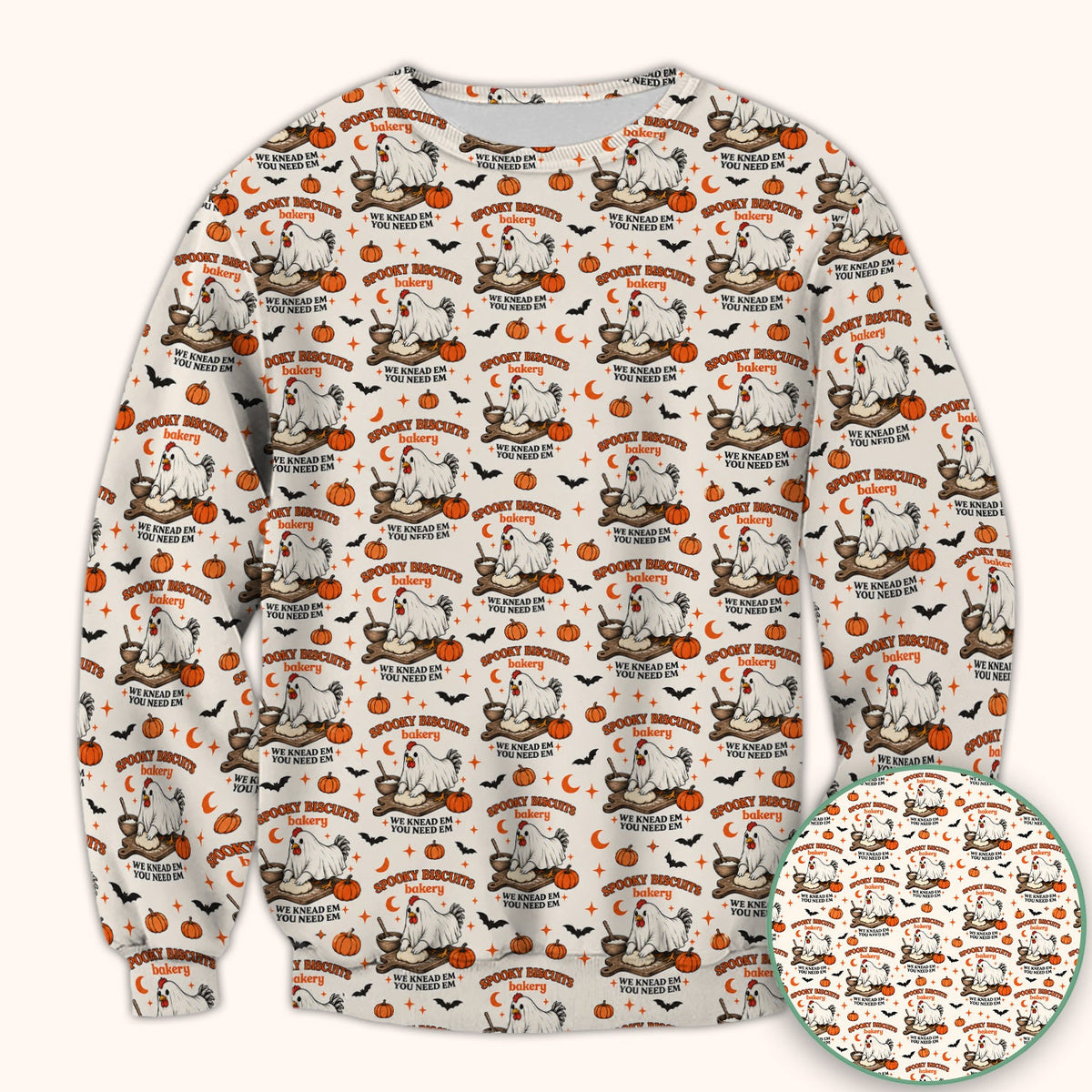 Spooky Biscuits Chicken Nurse Scrub Top - Halloween Gift
