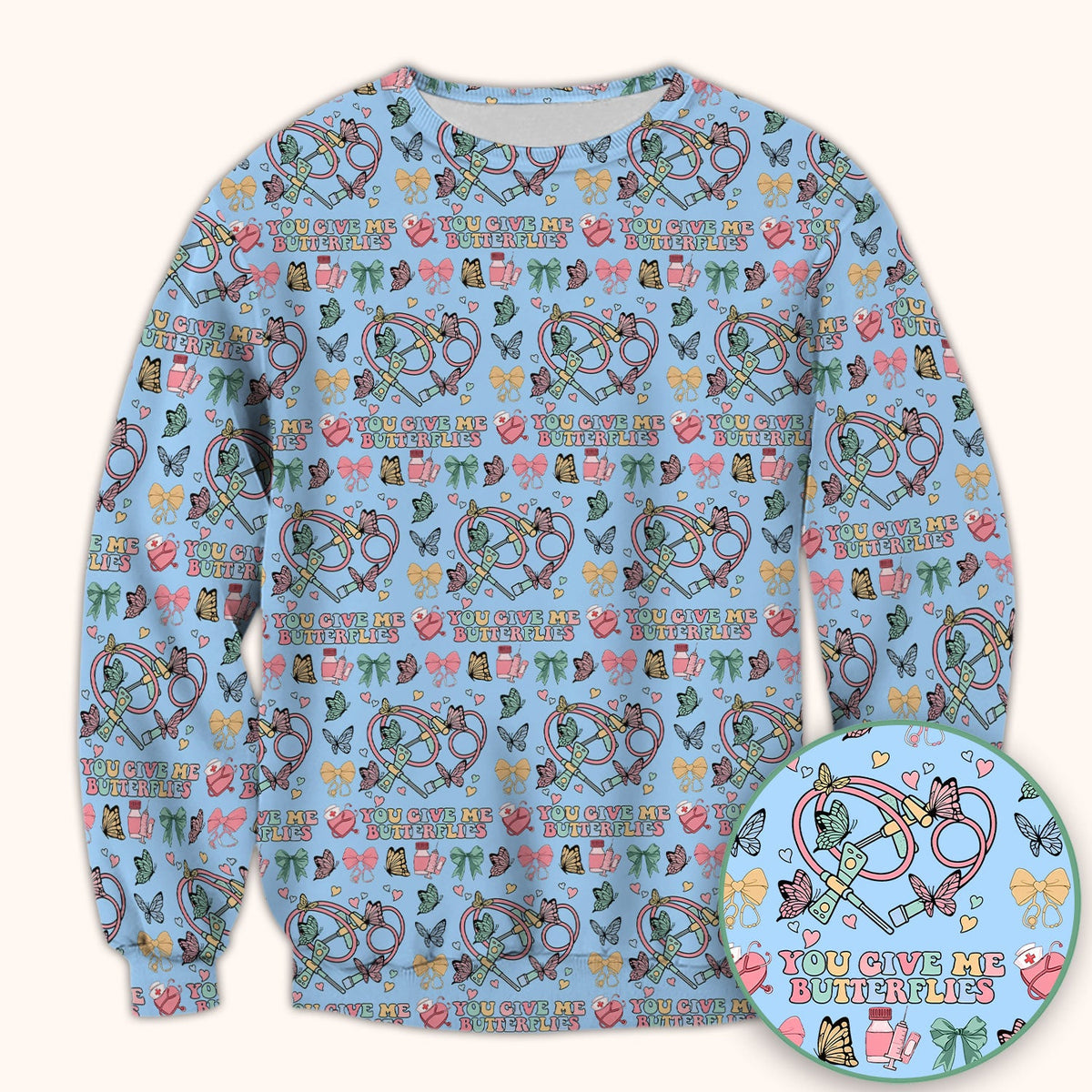 Butterfly Heart Nurse Scrub Top - Valentines Day Gift