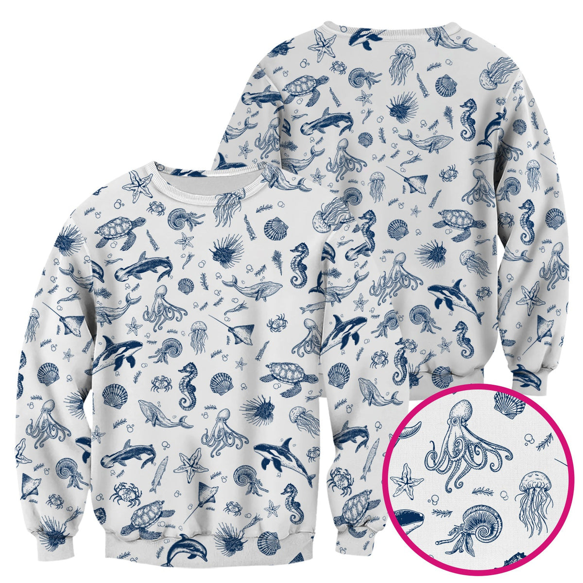 Marine Sea Life Nurse Scrub Top