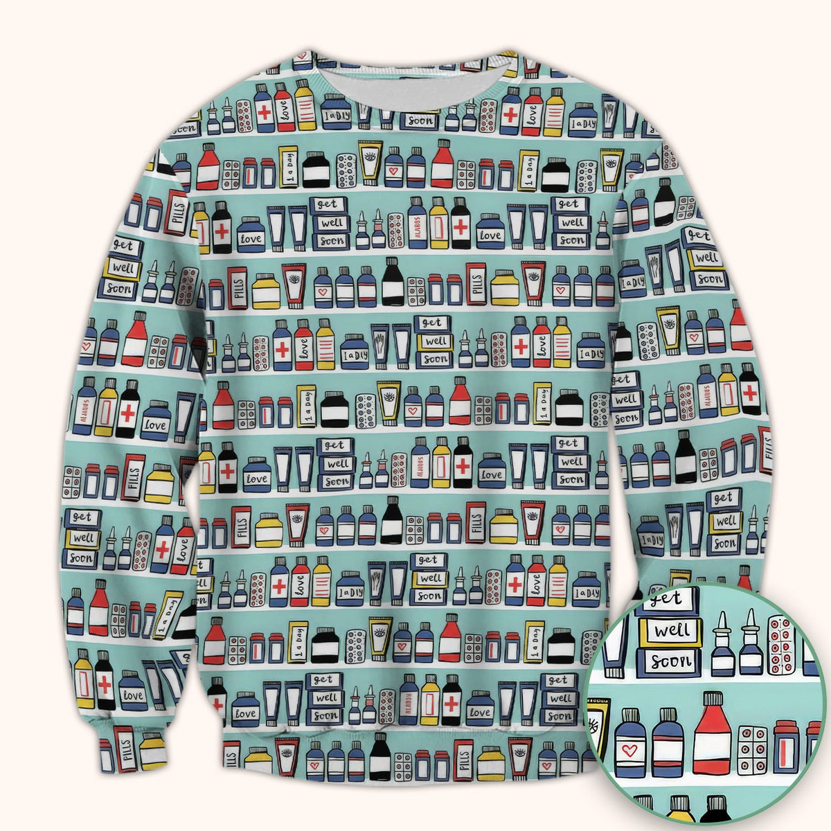 Medicine Bottle Pharmacy Pills Nurse Scrub Top
