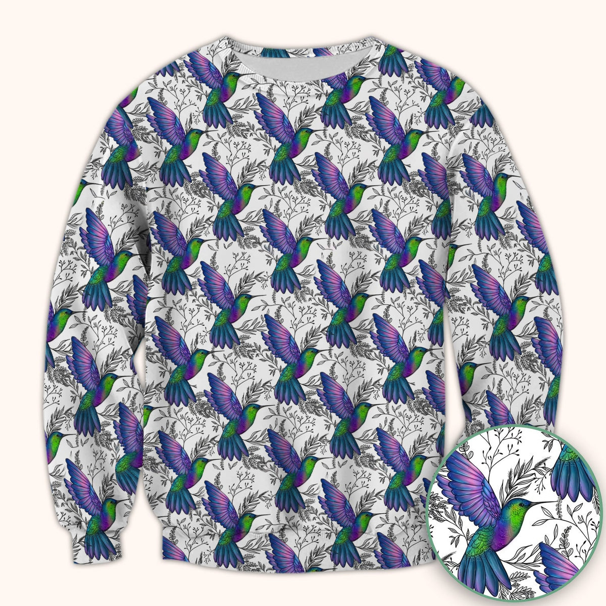 Colorful Hummingbird Botanical Nurse Scrub Top