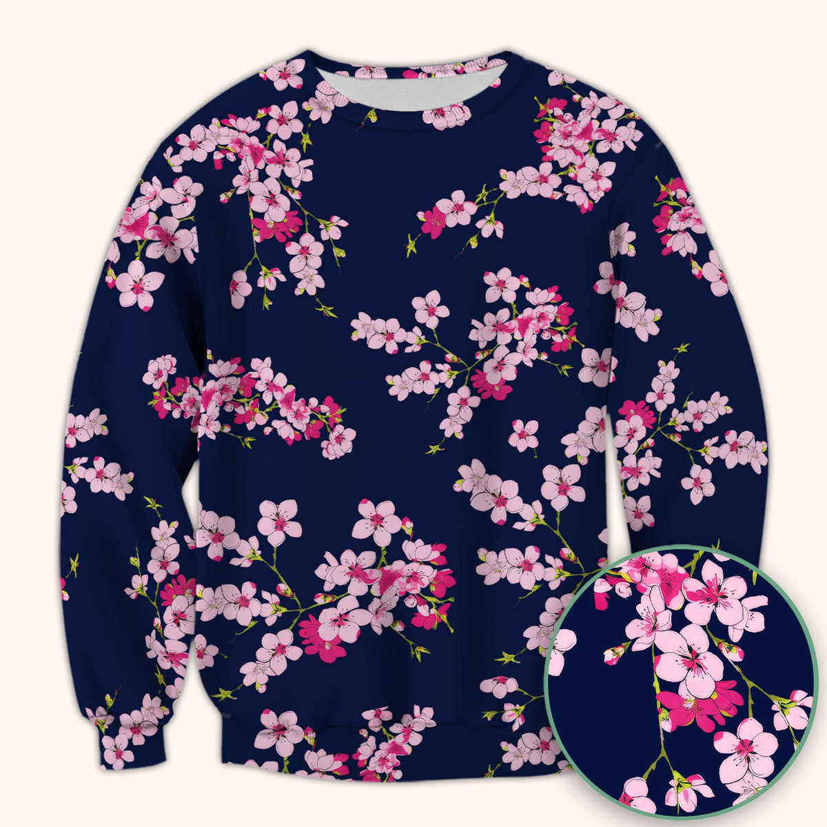 Elegant Cherry Blossom Nurse Scrub Top