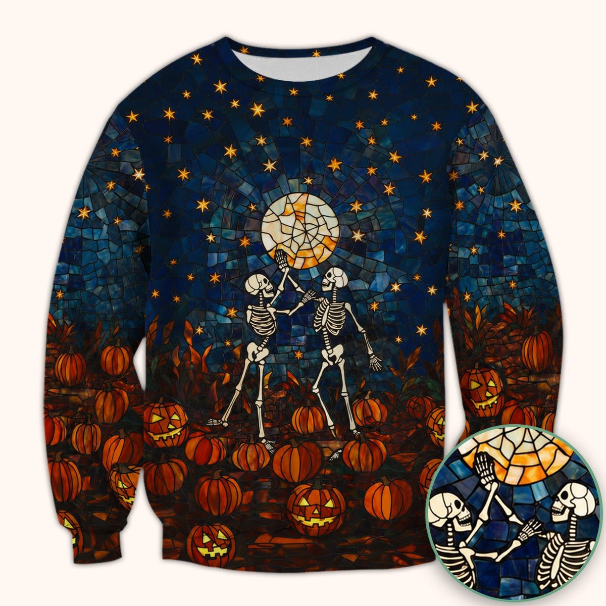 Skeleton Pumpkin Patch Nurse Scrub Top - Halloween Gift