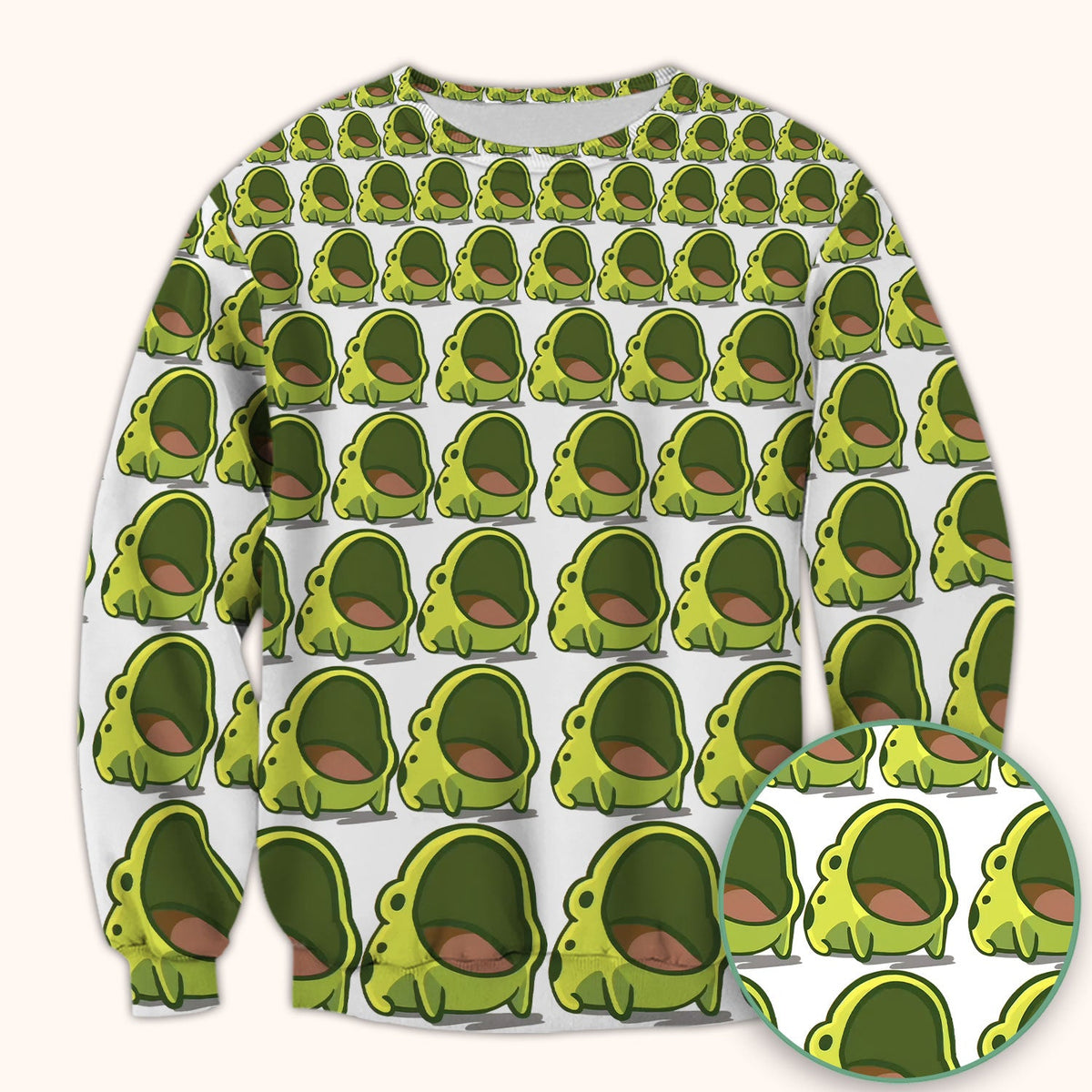 Green Frog Cartoon Nurse Scrub Top