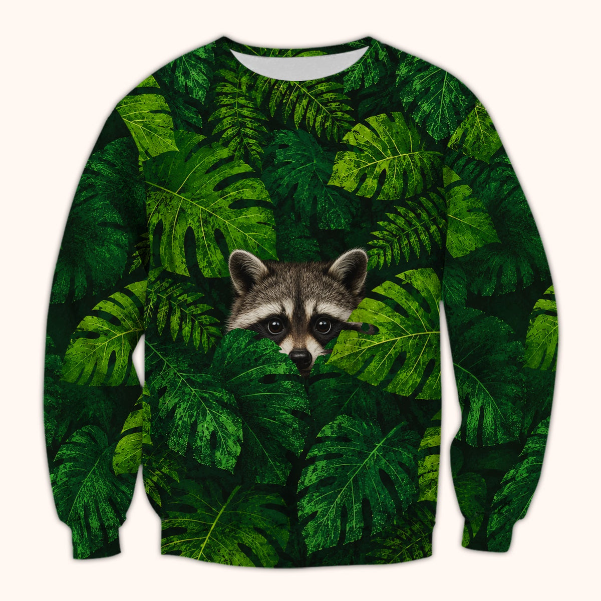 Raccoon Tropical Leaf Nurse Scrub Top