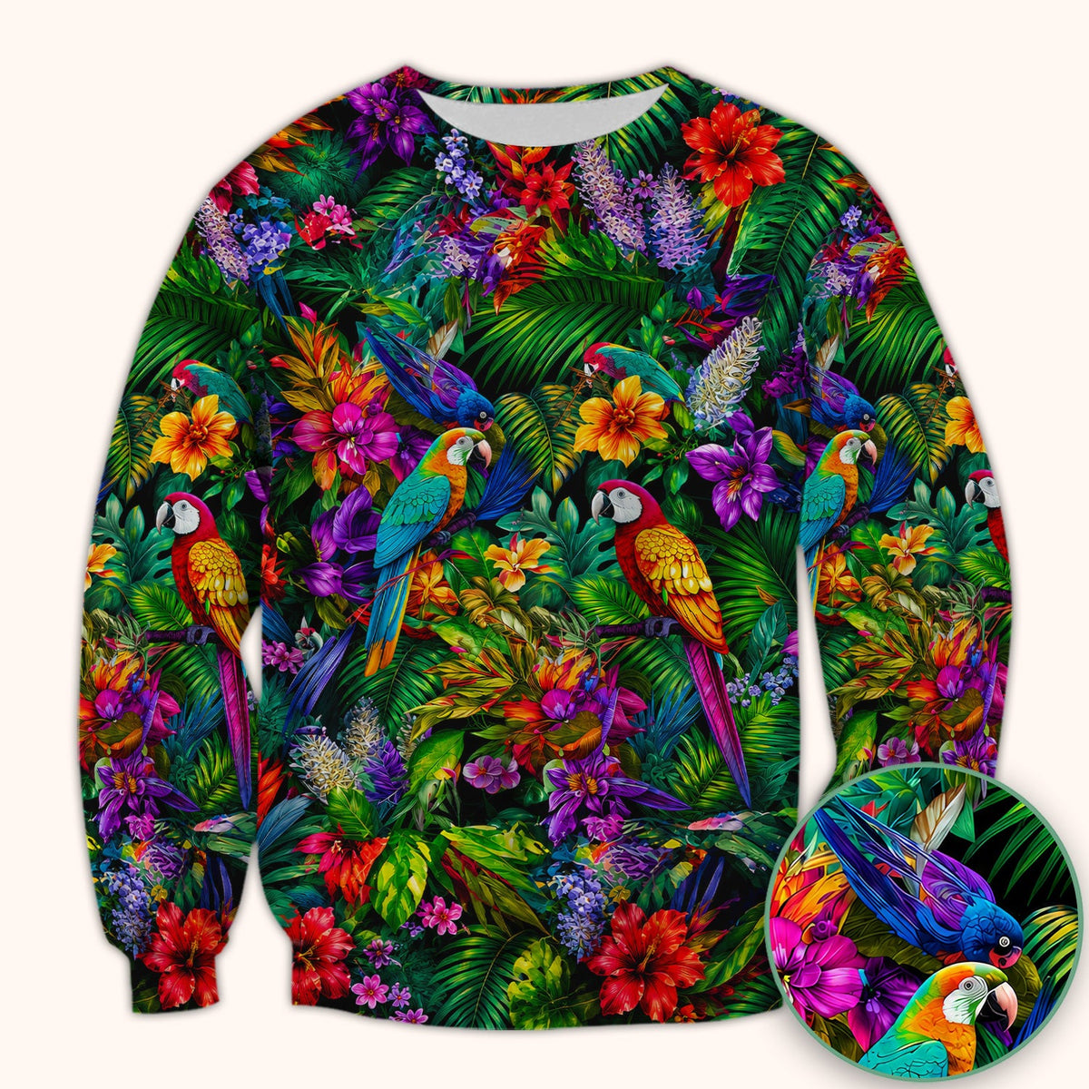 Tropical Parrot Jungle Blossom Nurse Scrub Top