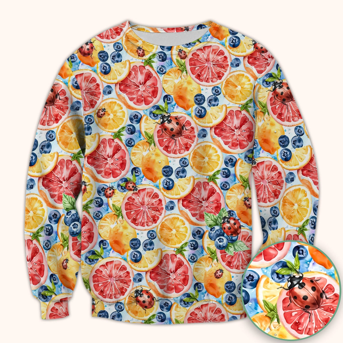 Citrus Berry Ladybug Nurse Scrub Top