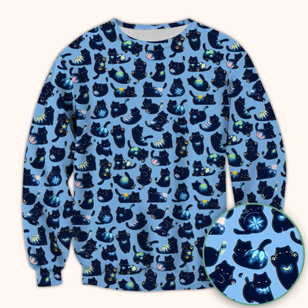 Midnight Black Cat Nurse Scrub Top