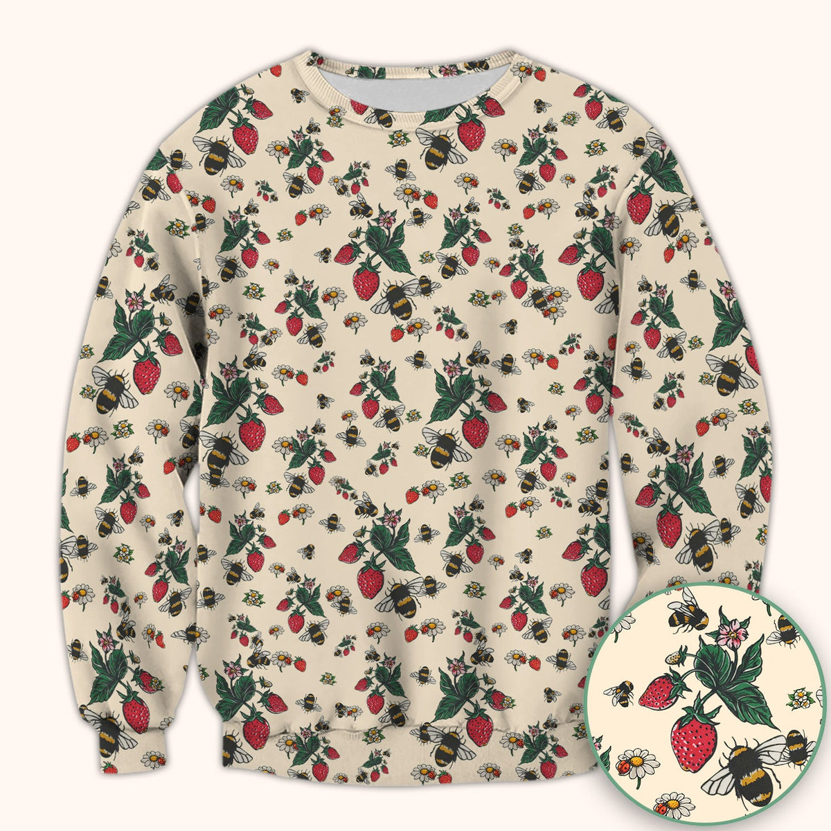 Strawberry Bee Daisy Nurse Scrub Top