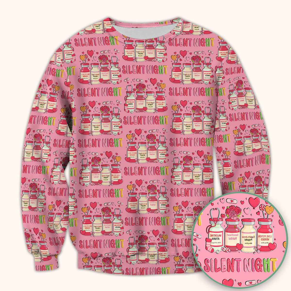 Valentine Silent Night Love Nurse Scrub Top