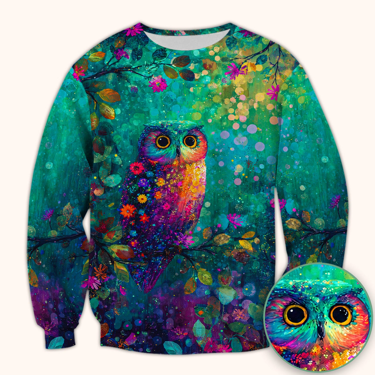 Colorful Owl Forest Nurse Scrub Top
