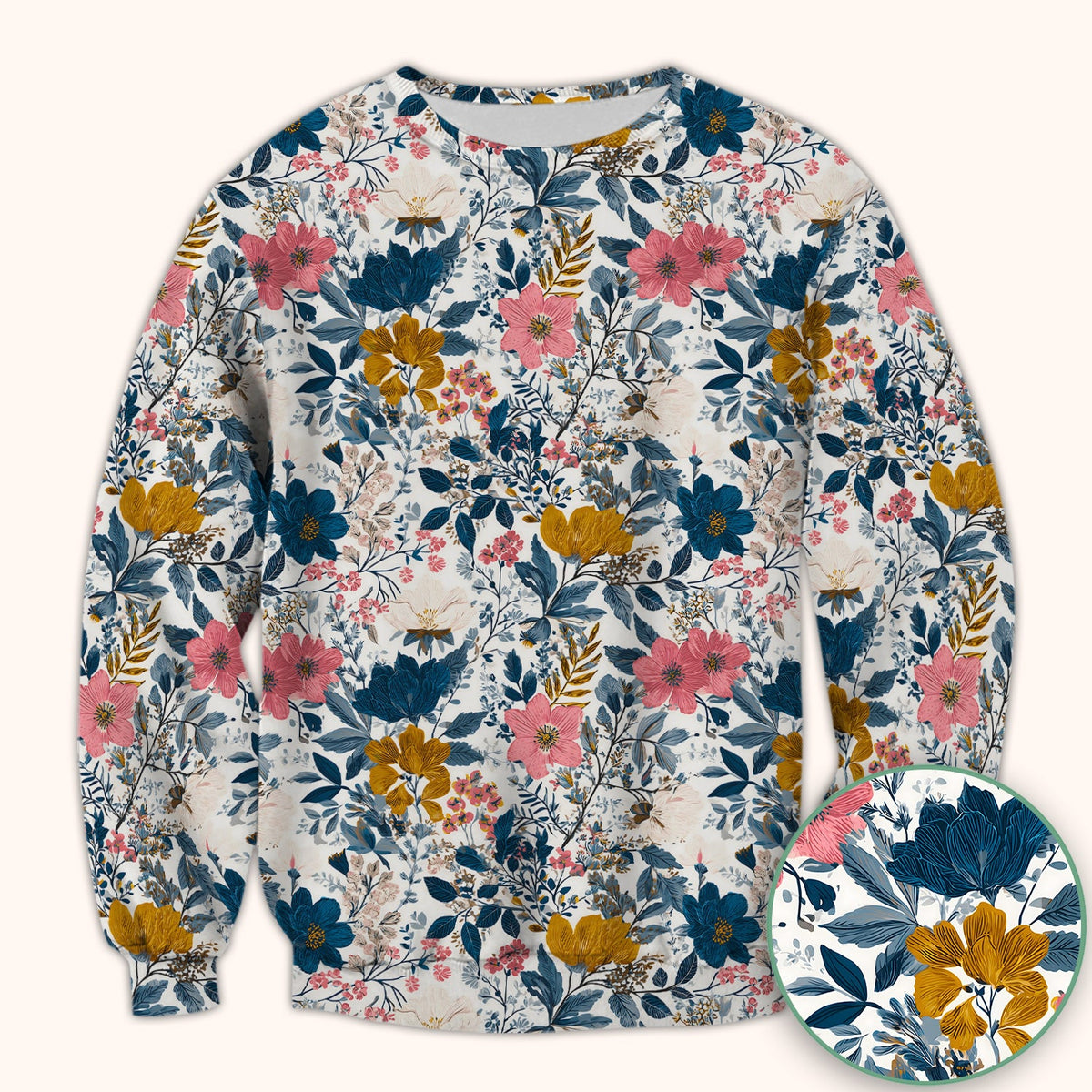 Elegant Floral Garden Bloom Nurse Scrub Top