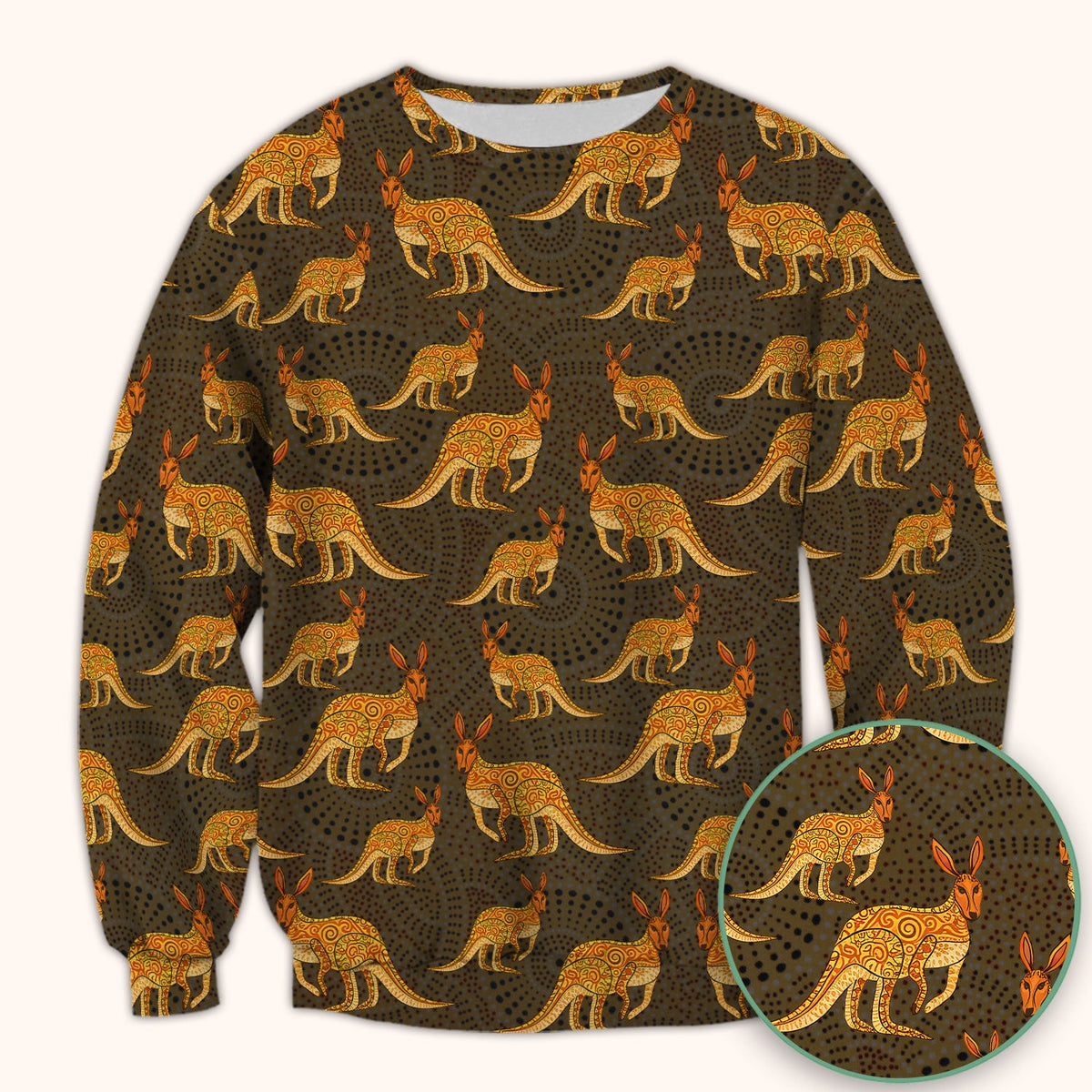 Australian Kangaroo Dot Art Nurse Scrub Top