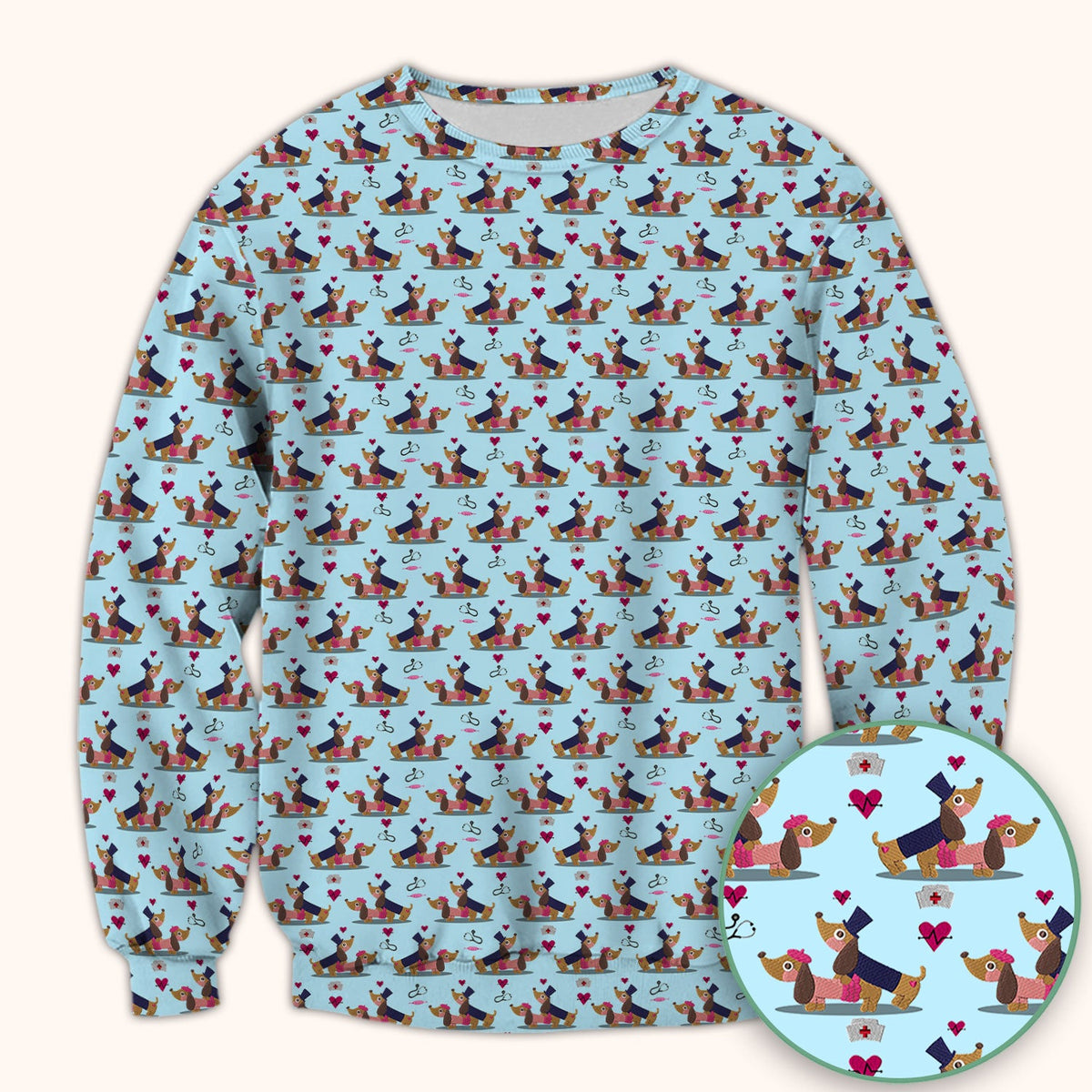 Dachshund Nurse Scrub Top - Valentines Day Gift