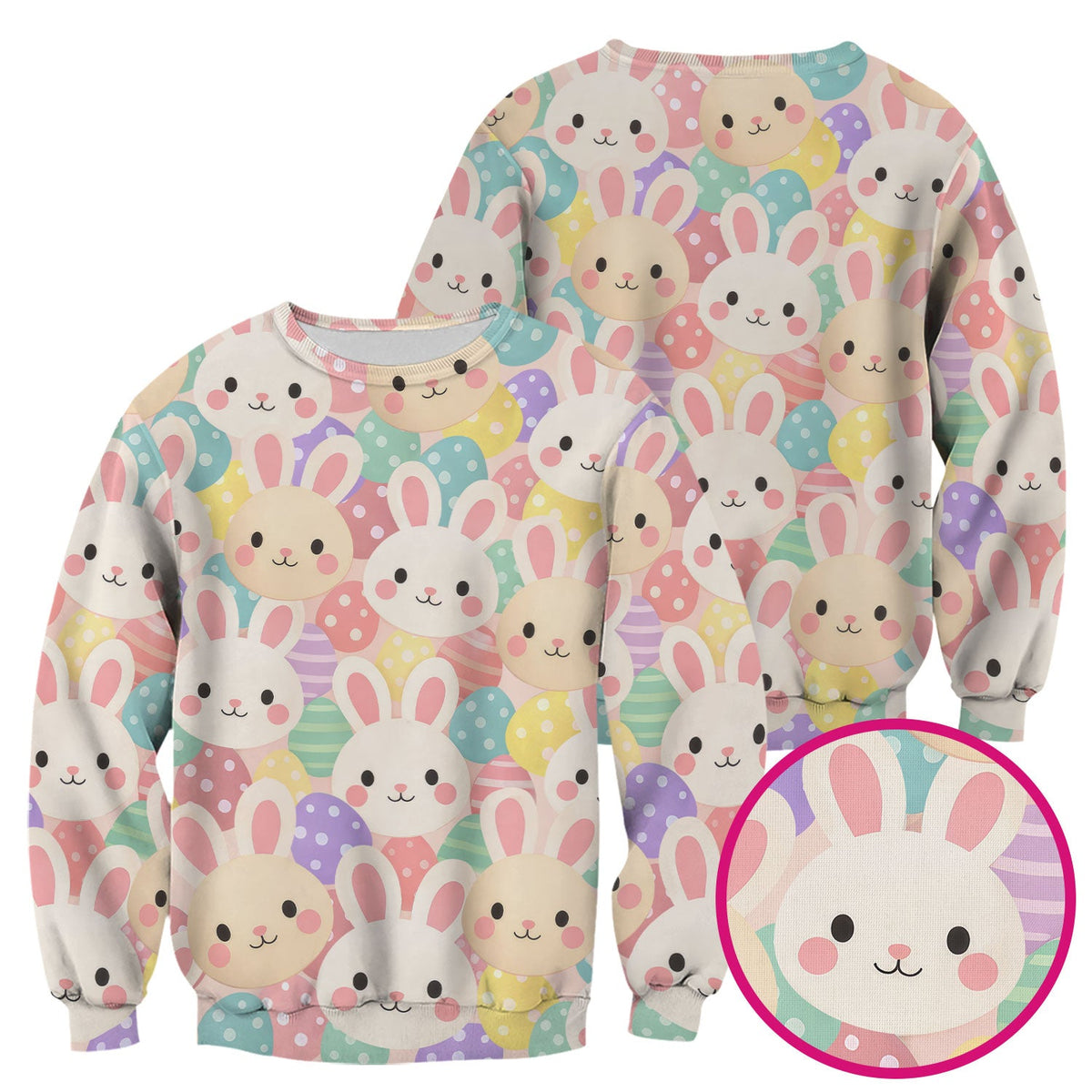 Pastel Bunny Easter Eggs Nurse Scrub Top