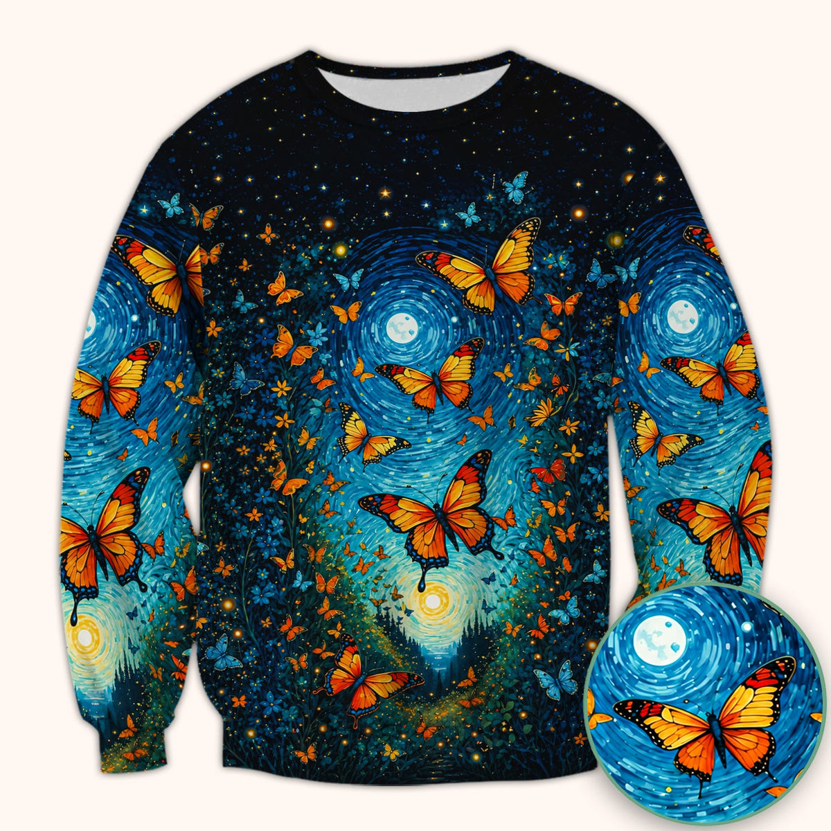 Moonlit Butterfly Pediatric Nurse Scrub Top