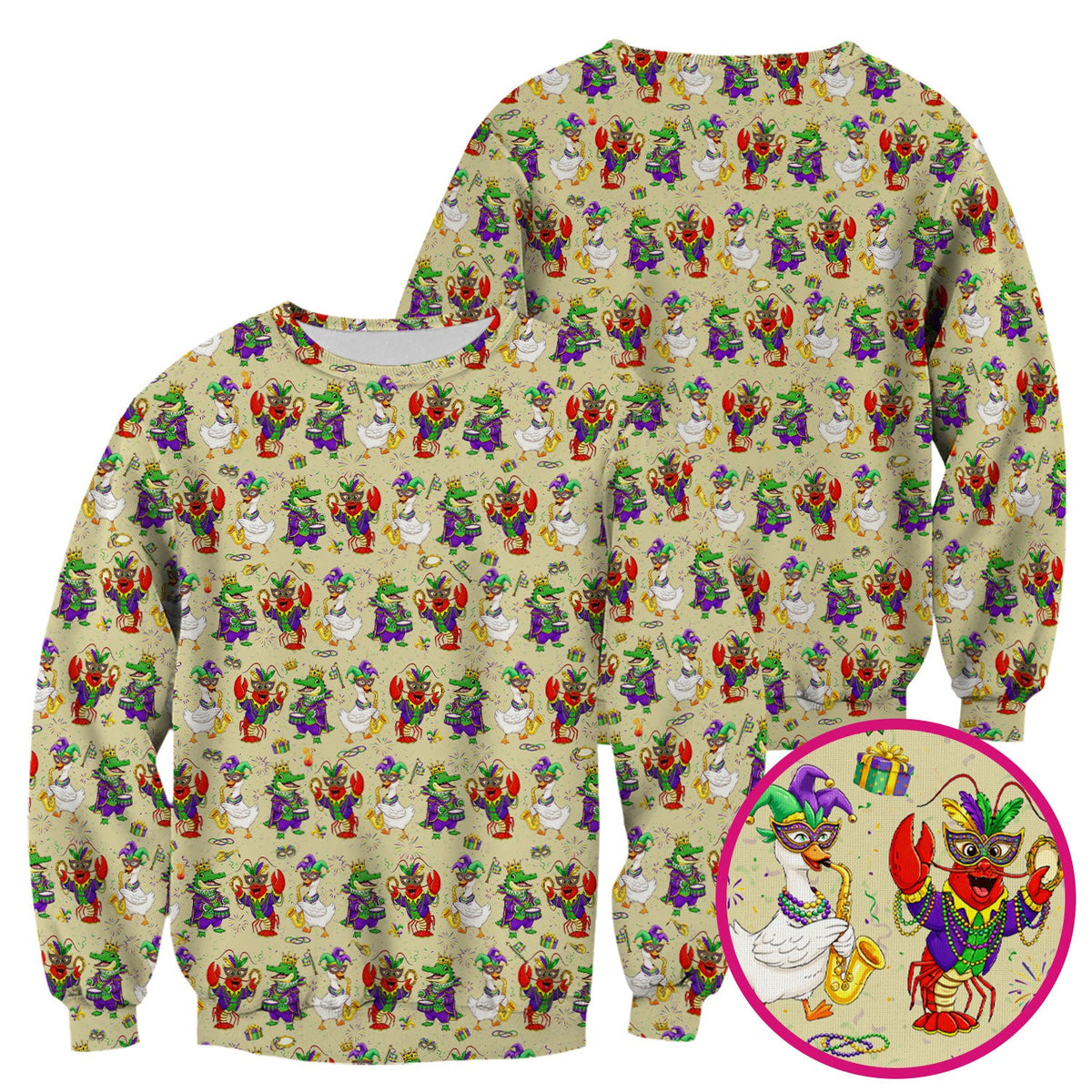 Crawfish Duck Mardi Gras Nurse Scrub Top