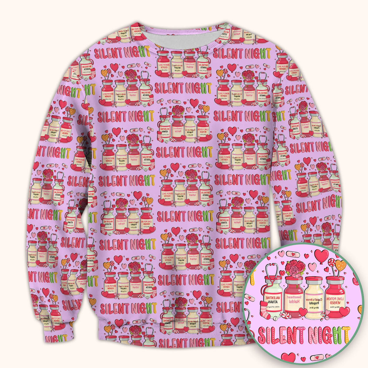 Valentine Silent Night Love Nurse Scrub Top
