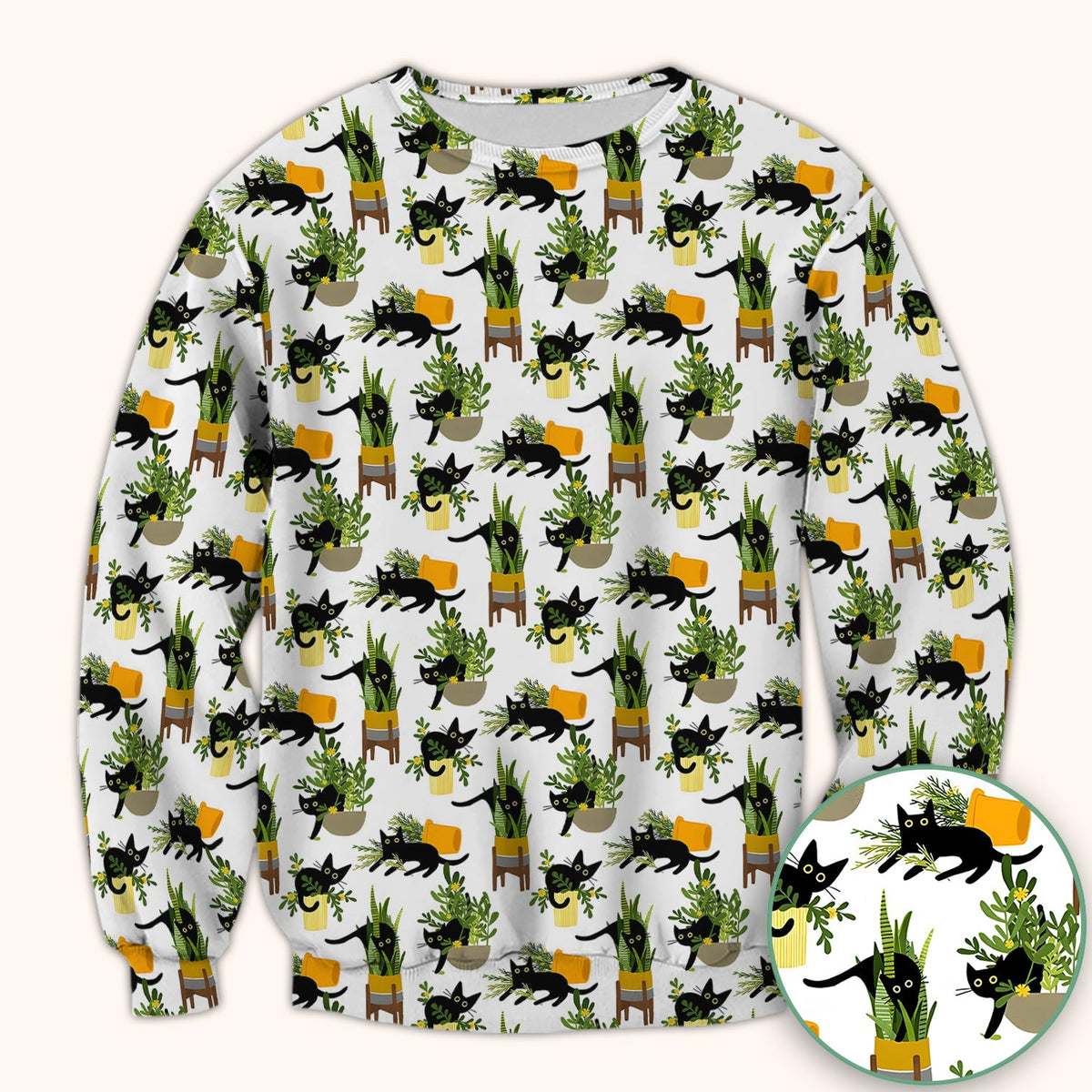 Black Cat Plant Pots Nurse Scrub Top