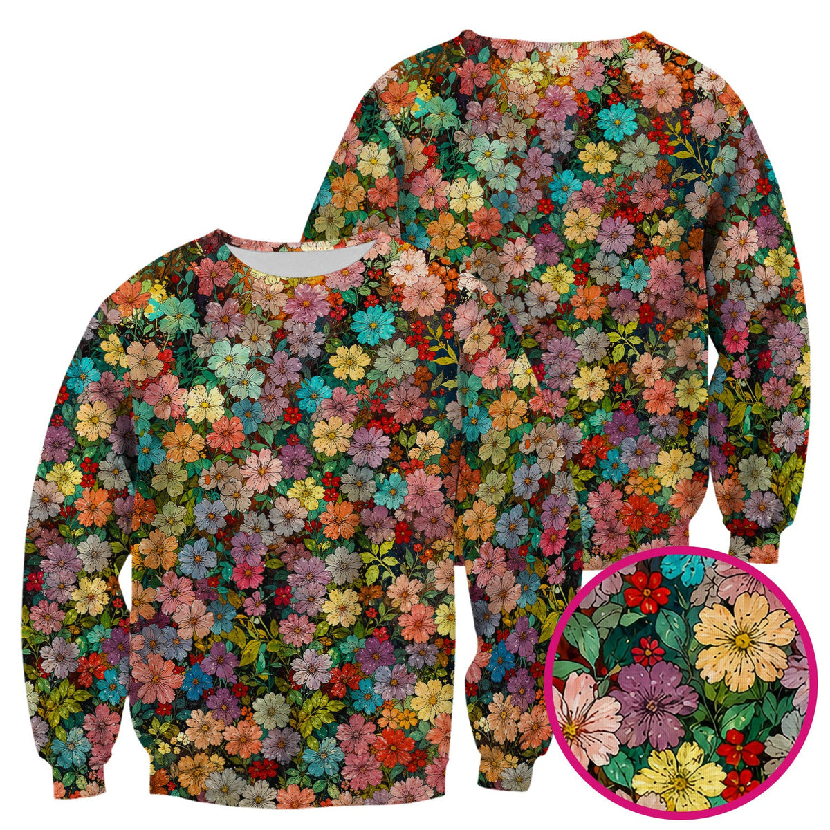 Colorful Wildflower Garden Bloom Pattern Nurse Scrub Top
