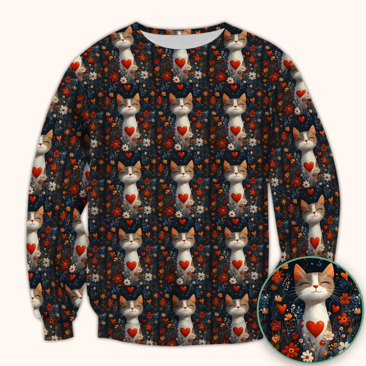 Cat Heart Floral Garden Nurse Scrub Top
