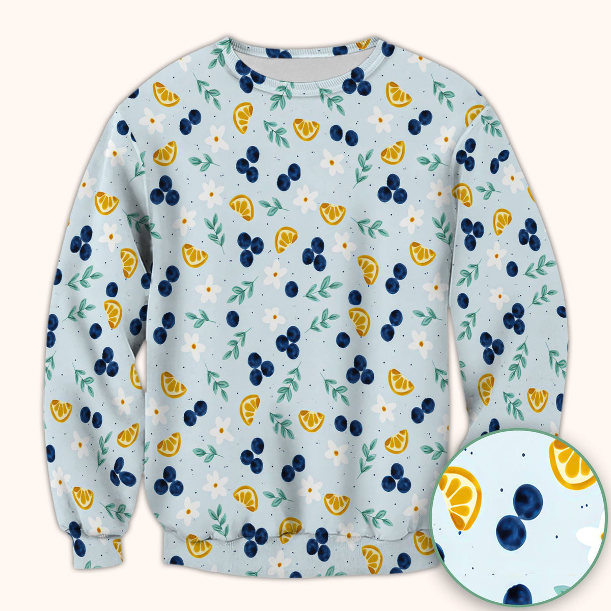 Blueberry Lemon Daisy Nurse Scrub Top