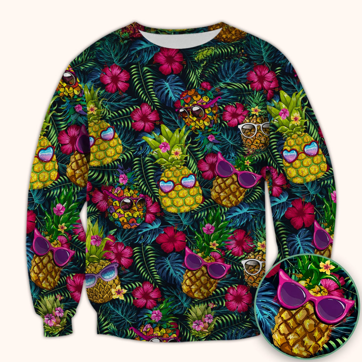 Tropical Pineapple Sunglasses Nurse Scrub Top