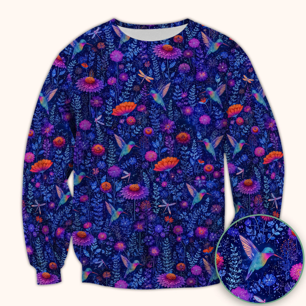 Enchanted Hummingbird Wildflower Garden Nurse Scrub Top