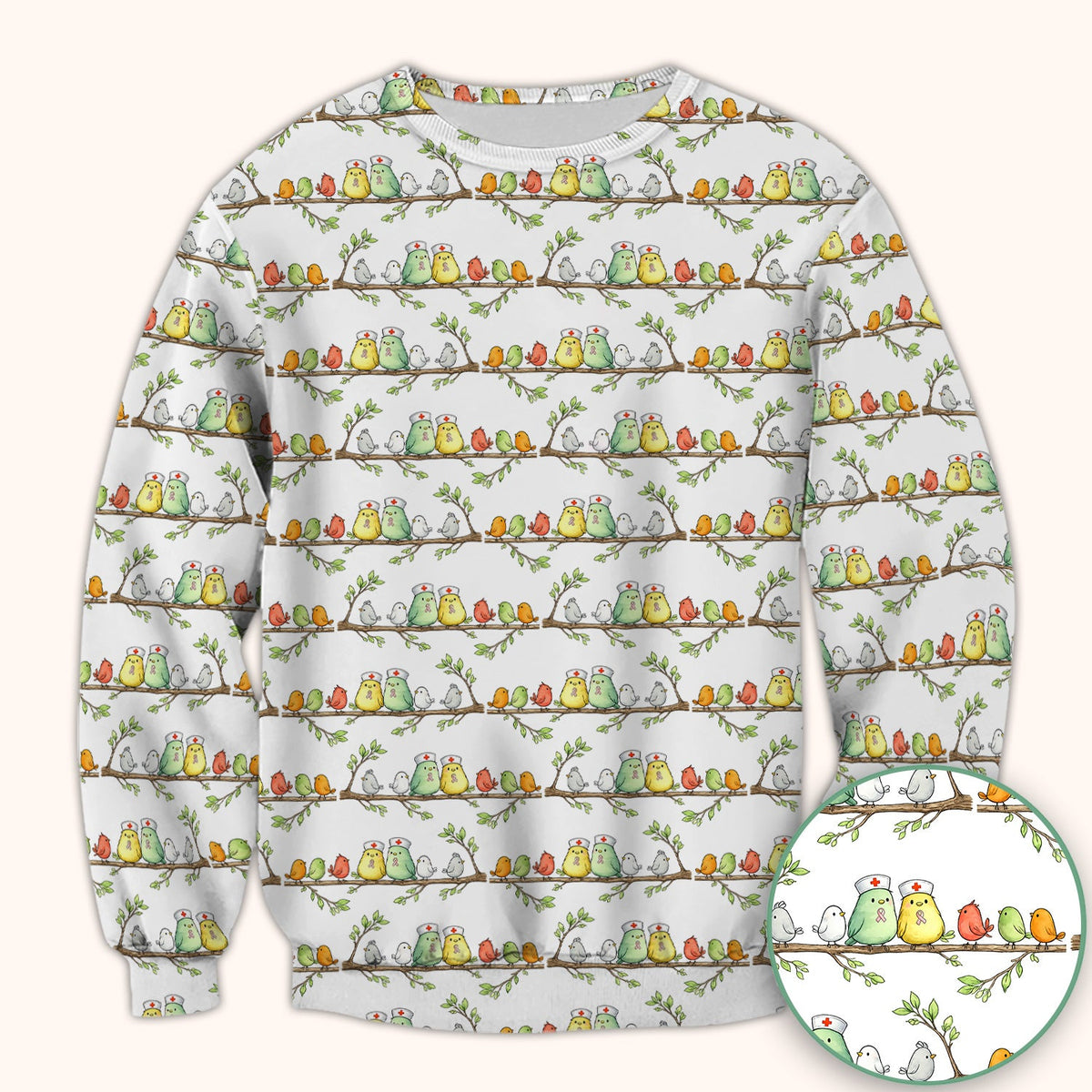 Birds On Branches Nurse Scrub Top