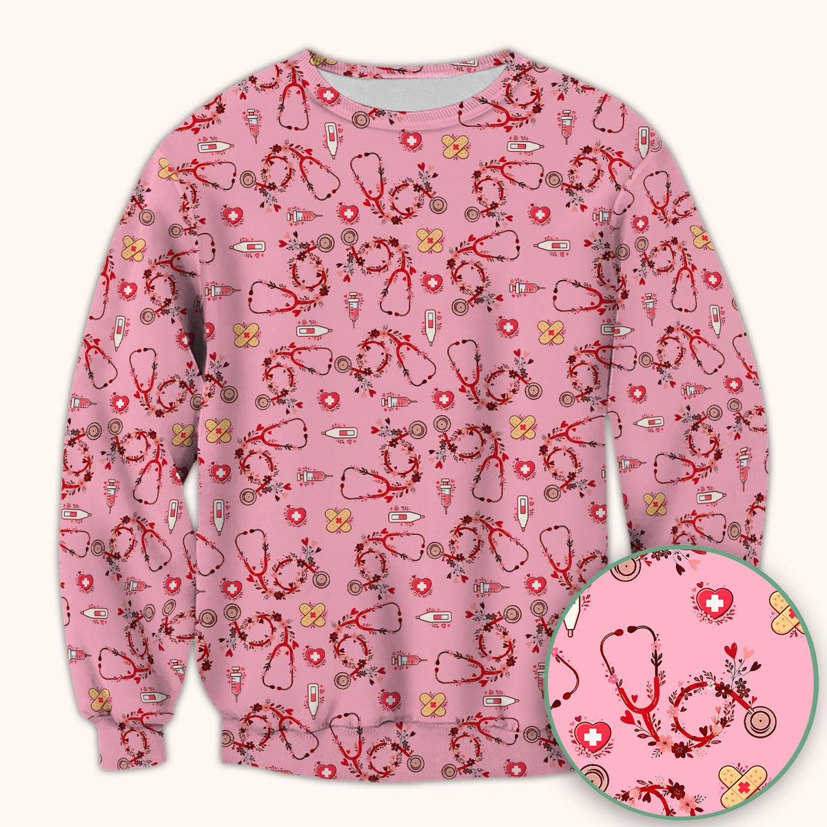 Heart Stethoscope Nurse Scrub Top