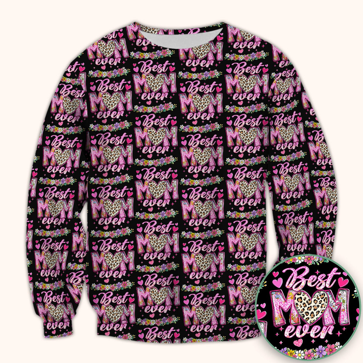 Best Mom Ever Leopard Heart Nurse Scrub Top