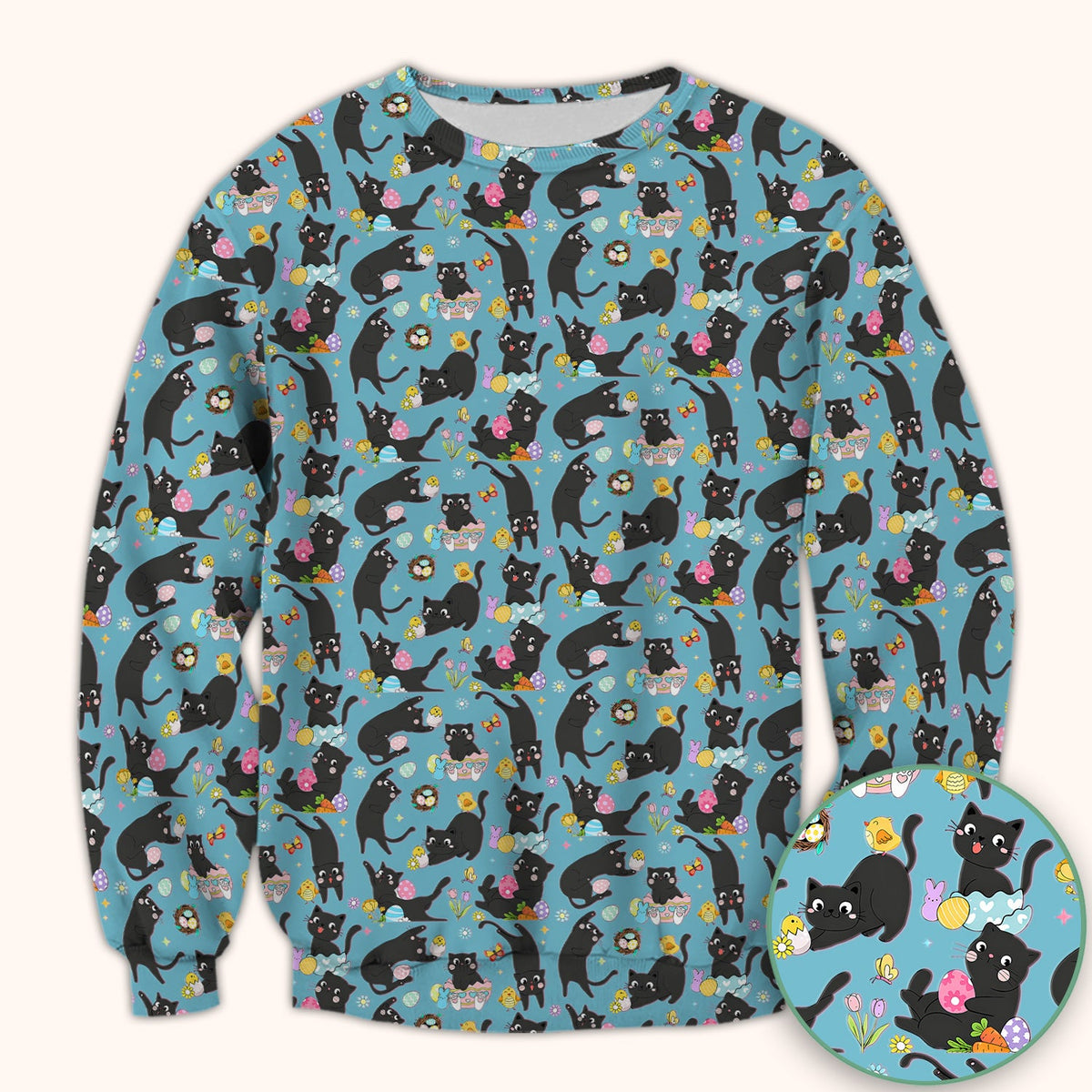 Black Cat Easter Egg Nurse Scrub Top