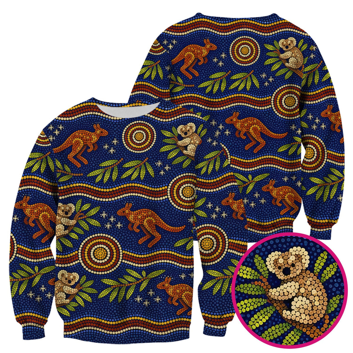 Australian Aboriginal Dot Art Kangaroo Koala Nurse Scrub Top