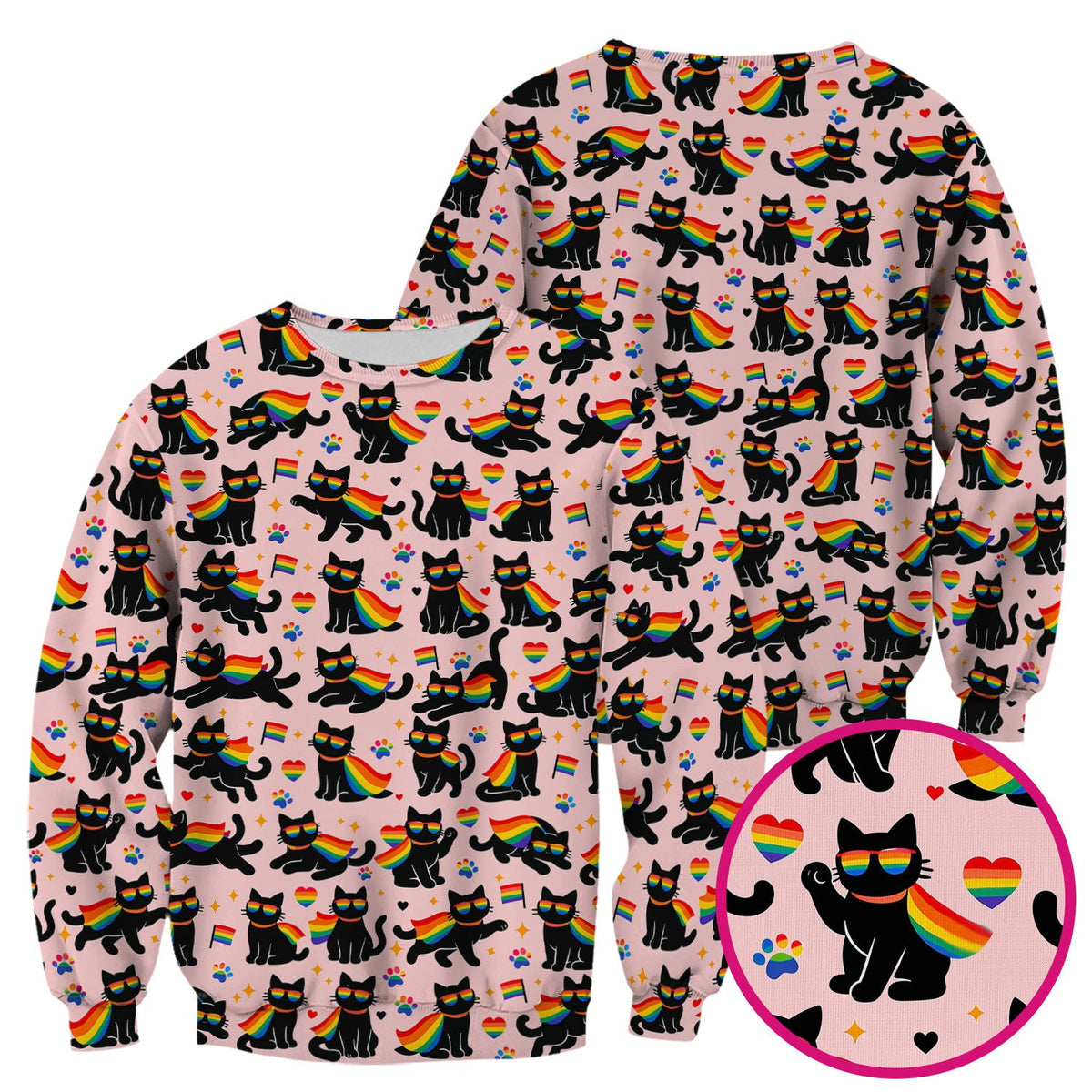 Rainbow Black Cat Pride Nurse Scrub Top